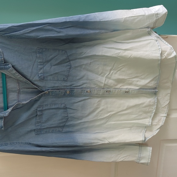 A.N.A. Woman's Jeans Button Down Ombre Shirt - Picture 3 of 7